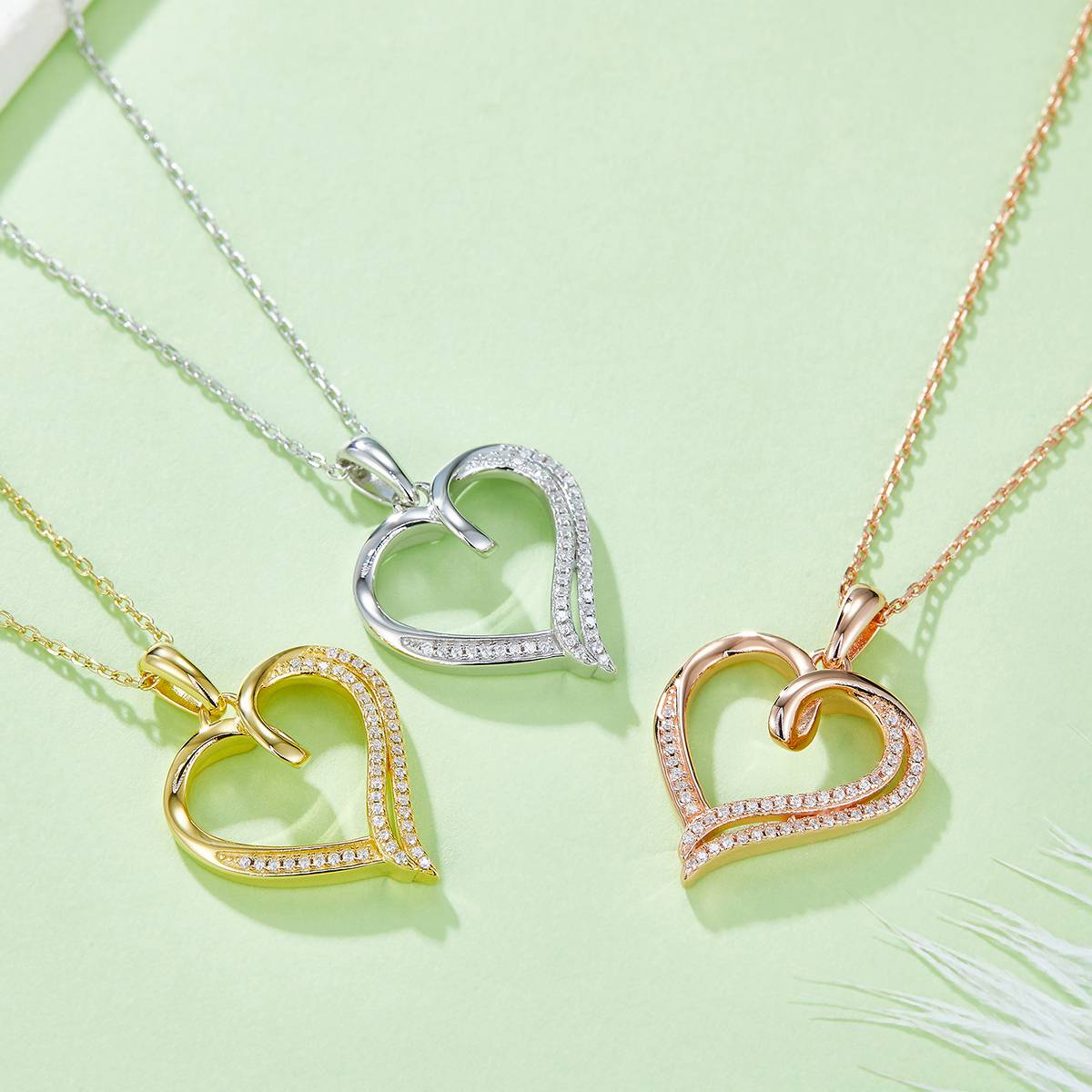 Multi core Love Pendant S925 Silver Moissanite Grade D 0.15CT
